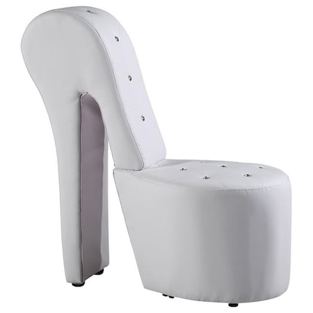 Best Master Furniture Best Master Furniture 6900 White High Heel Faux Leather Crystal Studs Shoe Chair; White 6900 White